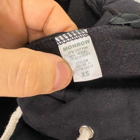 Monrow Black with Black & White Tie Dye Sides Jogger Sweatpants Size XS - Picture 12 of 12